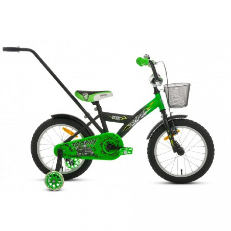 Detský bicykel 16" Rock Kids TROPHY čierno-zelený 